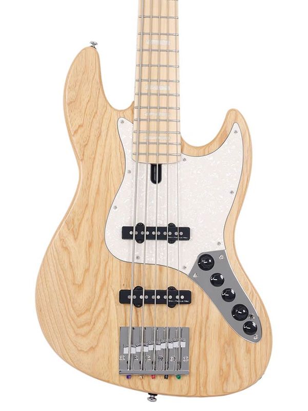 Sire V7 Series Marcus Miller swamp ash reissue 5-string active bass guitar, natural satin