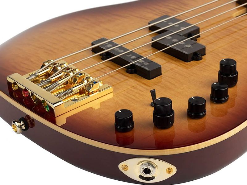 Sire P10 Series Marcus Miller swamp ash + flamed maple 4-string active bass guitar tobacco sunburst, with hard case