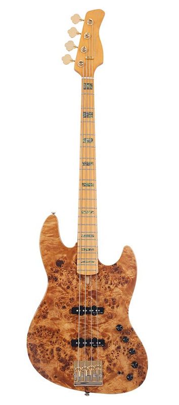 Sire V10 Series Marcus Miller swamp ash + poplar burl 5-string active bass guitar, natural satin, with hardcase