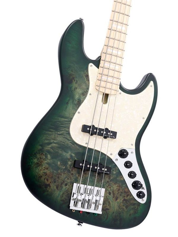 Sire V7 Series Marcus Miller swamp ash reissue 4-string active bass guitar, transparent green satin