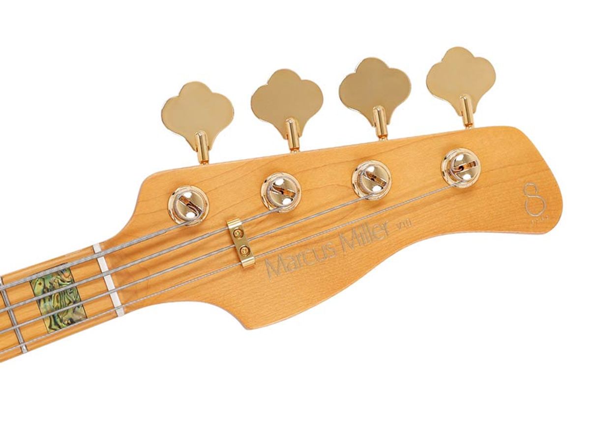 Sire V10 Series Marcus Miller swamp ash + poplar burl 4-string active bass guitar, transparent green satin, with hardcase