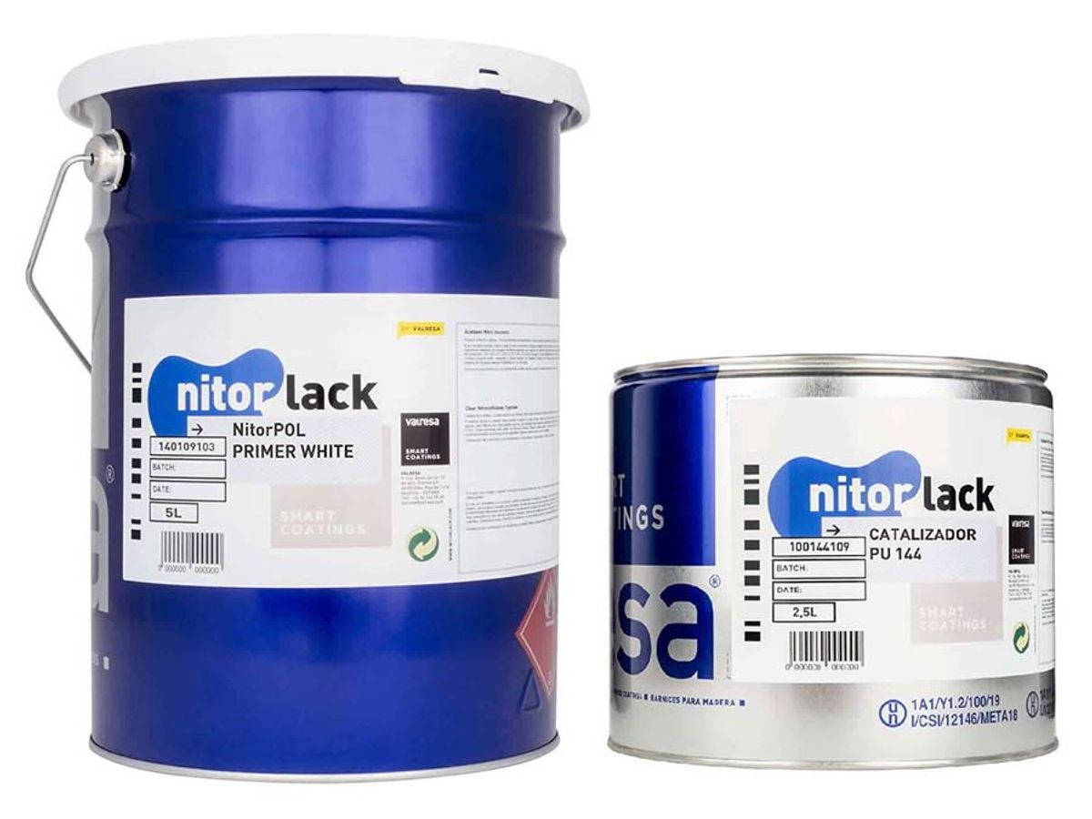 NitorLACK polyurethane primer, white - 5L can + 2,5L hardener