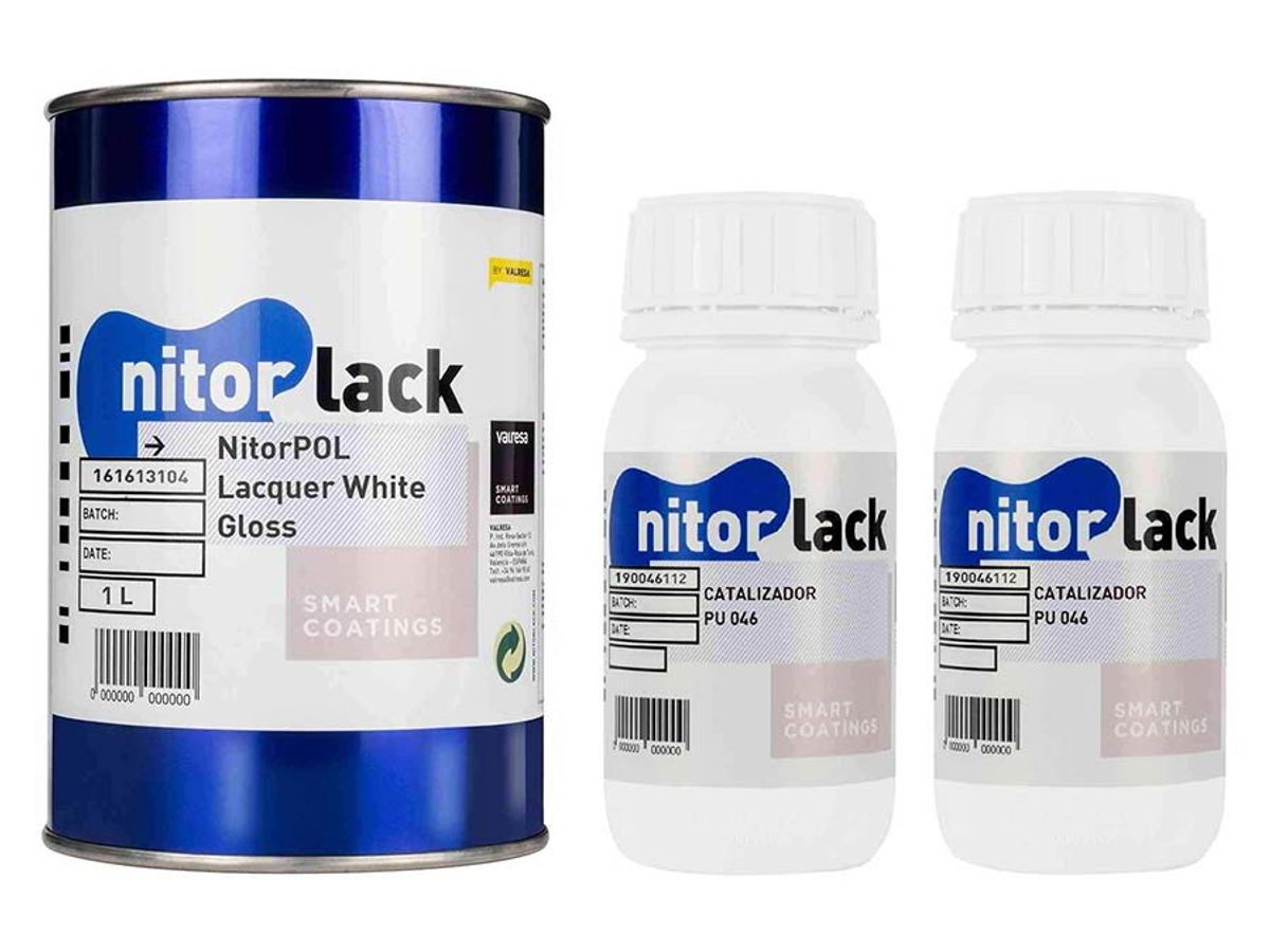 NitorLACK polyurethane lacquer, white gloss - 1000ml can + 500ml hardener