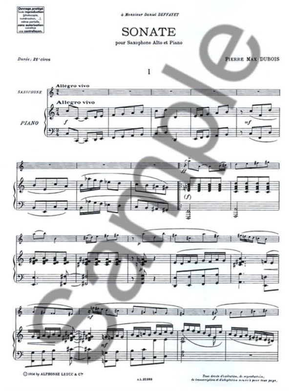 Sonata For Alto Saxophone And Piano