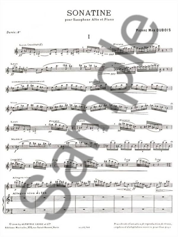 Sonatine For Alto Saxophone And Piano
