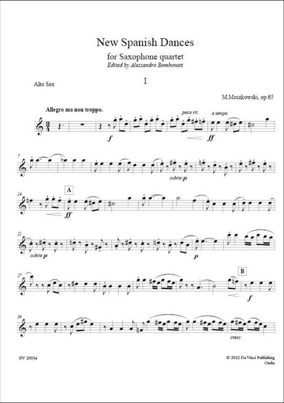 New Spanish Dances Op.65, for Saxophone quartet