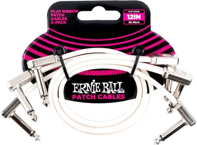 Hovedbilde Ernie Ball EB-6386, Flat Patch Cable White 30cm, 3-Pack