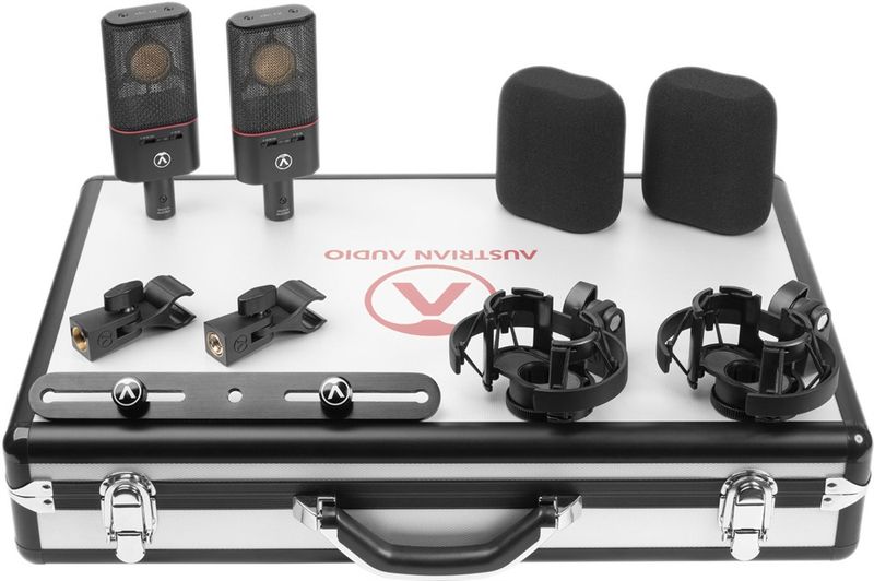 Austrian Audio OC18 Dual Set Plus - 2x Mic, Shock mount, Mini XLR, Mic Clip, Windshield, Stereoskena, Väska