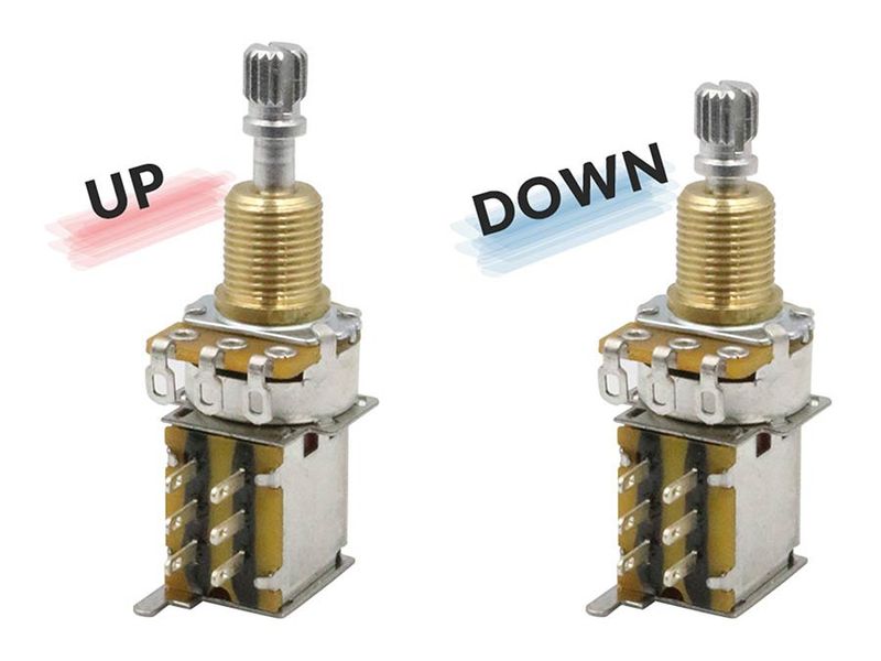 Hosco Japan 250K DPDT Push-Push Linear Taper Potentiometer - 10mm/M9,5 (3/8
