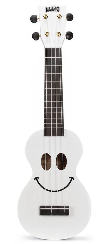 Mahalo Smiley Series, soprano ukulele, white, with bag
