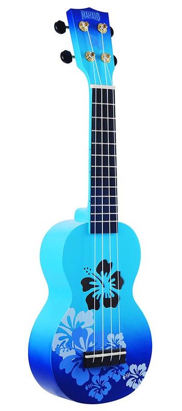 Mahalo Designer Series, soprano ukulele HIBISCUS, blue burst, with bag