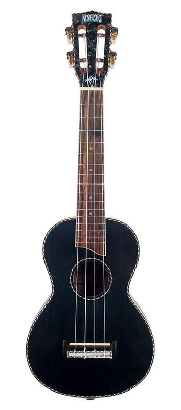 Mahalo Pearl Series, solid top concert ukulele, black, with bag