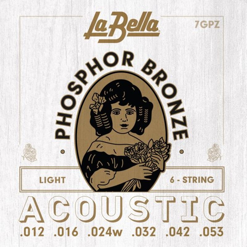 La Bella 7GPZ Phosphor Bronze Acoustic Guitar Strings - Light 12-53