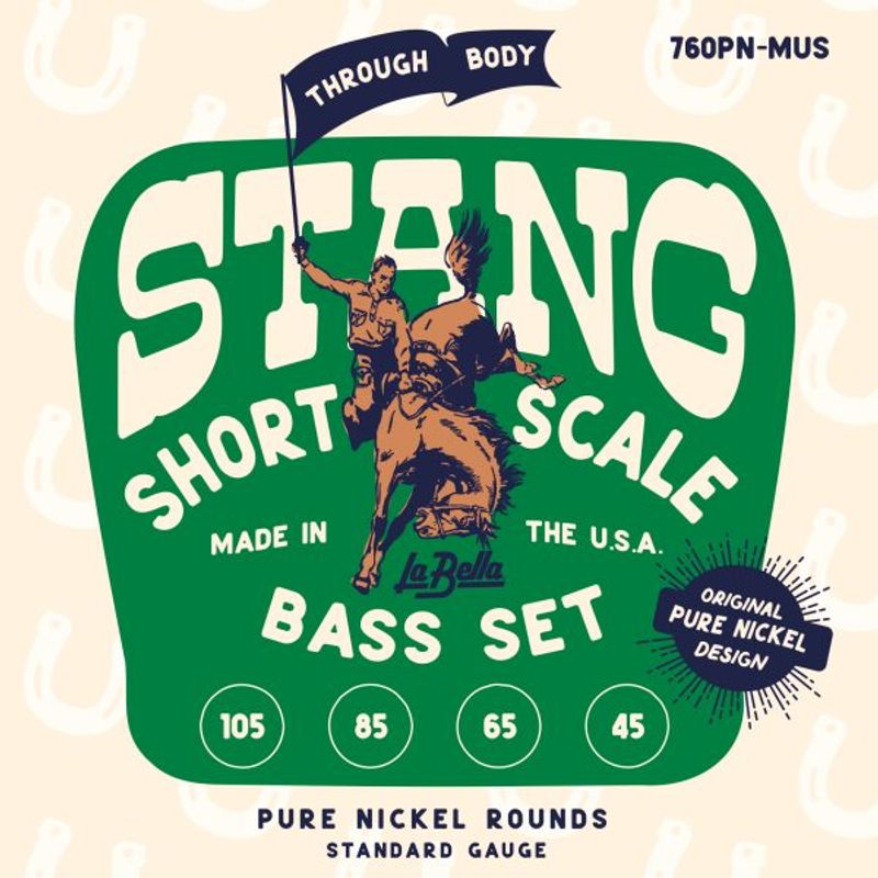 La Bella 760PN-MUS Stang Short Scale Thru Body - Pure Nickel