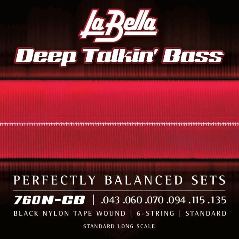La Bella 760N-CB-S Black Nylon Tape - Standard, 6-String, Short Scale
