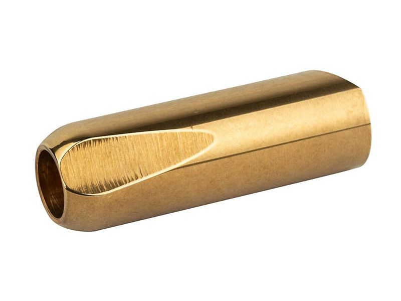 The Rock Slide polished brass Minnie Marks signature slide, hybrid balltip/open end, extra small
