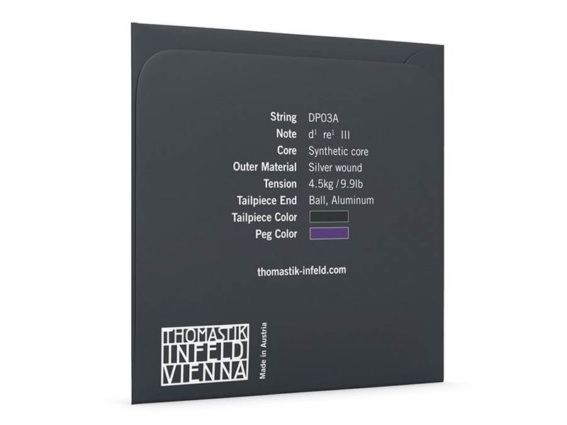 Thomastik THDP-03A Dominant Pro violin string D-3 4/4 medium, synthetic core, silver wound