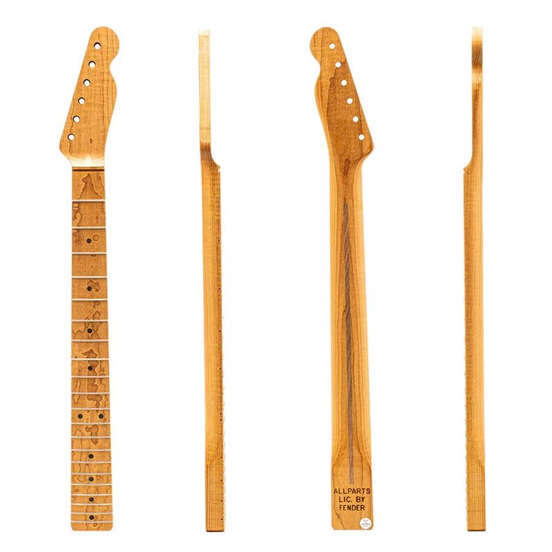 Allparts Select ltd VIN-MOD replacement neck for Telecaster, AAA+ roasted flamed maple, chunky C shape, unfinished