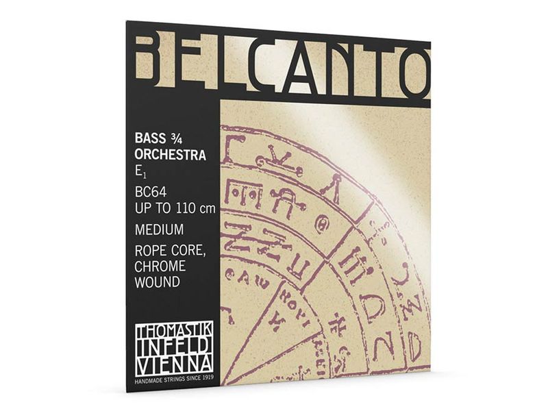 Thomastik THBC-64 Belcanto double bass string E-4 3/4 (string length 104cm), rope core, chrome