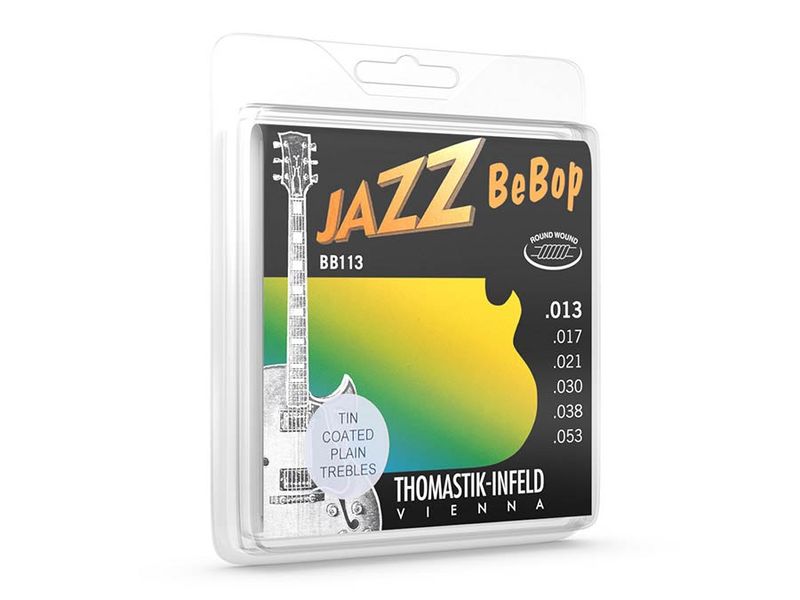 Thomastik THBB-113T Jazz Bebop string set electric, nickel roundwound, tinplated trebles, 013T-017T-021-030-038-053