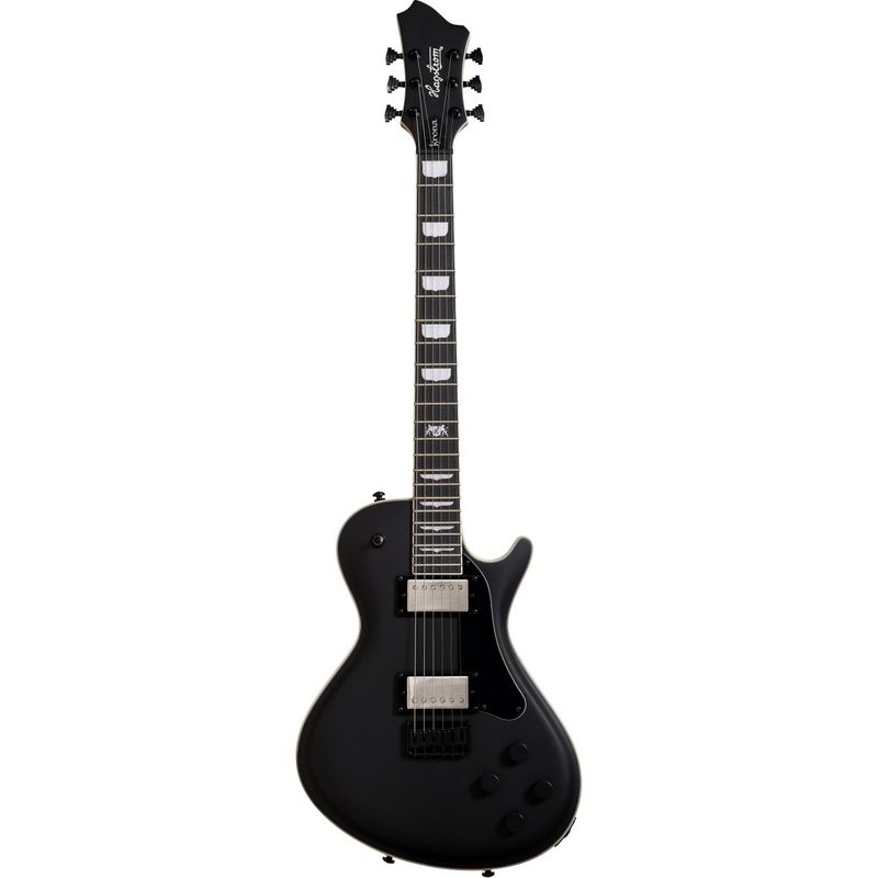 Hagstrom Krona Satin Black Elektrisk gitar, mahognikropp, lønnetopp med flammet lønnfiner,