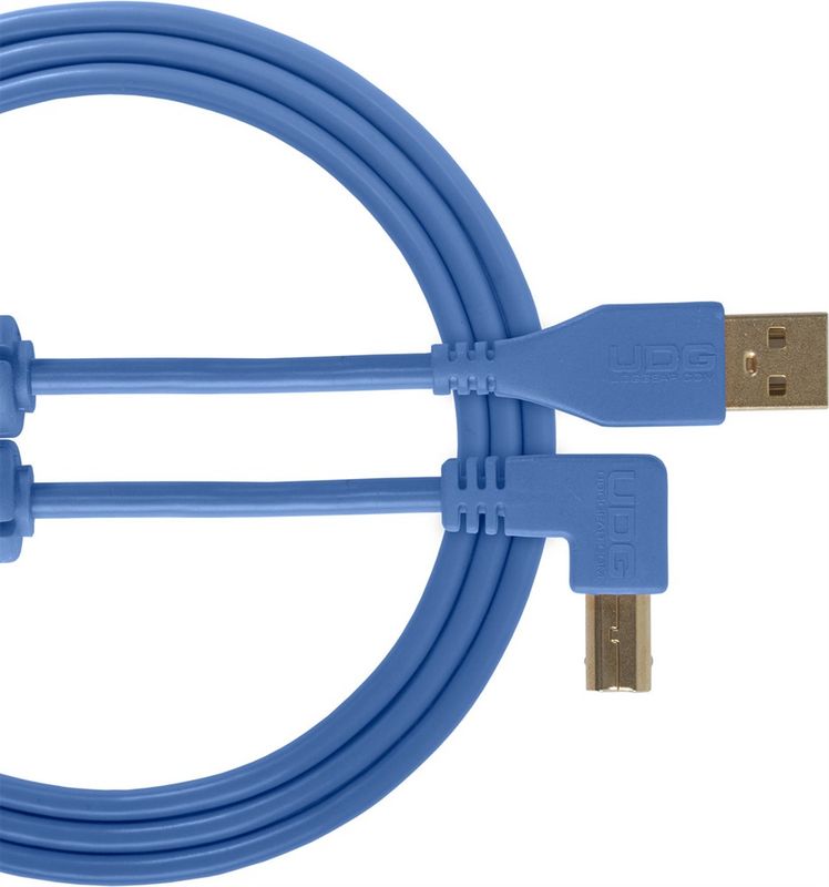 UDG Gear Ultimate Audio Cable USB 2.0 A-B Blå vinklad 1m