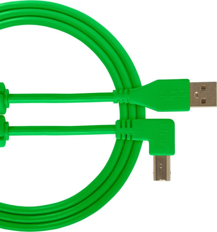 UDG Gear Ultimate Audio Cable USB 2.0 A-B Grön vinklad 2m