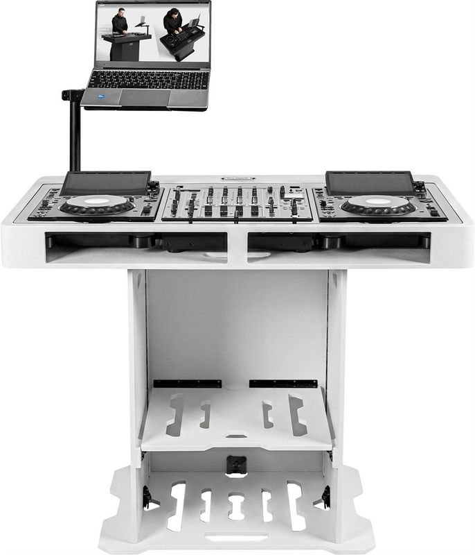 UDG Gear Ultimate DJ Podium Workstation Set White - Incl. flight case