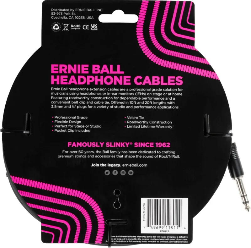 Ernie Ball 6423 Headphone Extension Cable