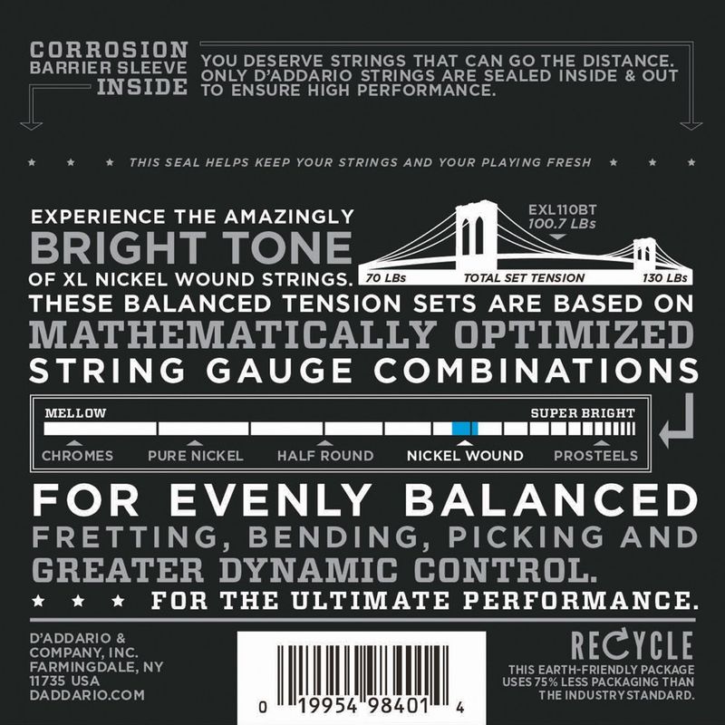 D'Addario Fretted EXL110BT 010 - 046 Balanced