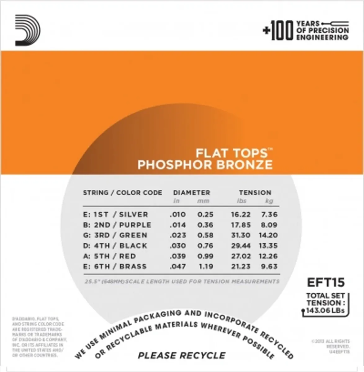 D´Addario EFT15 Akustiske Guitarstrenger, 010-047