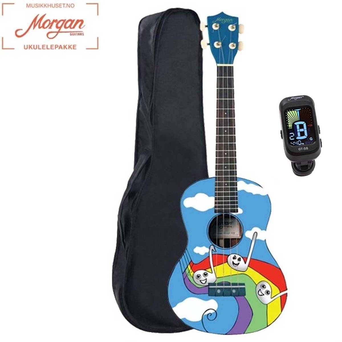 Morgan UK S 100 Sopran Rainbow Ukulelepakke