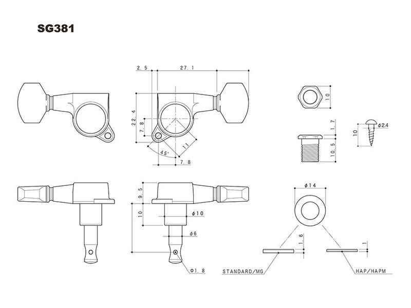 Gotoh GTH13838 SG381 machine heads with 07 buttons