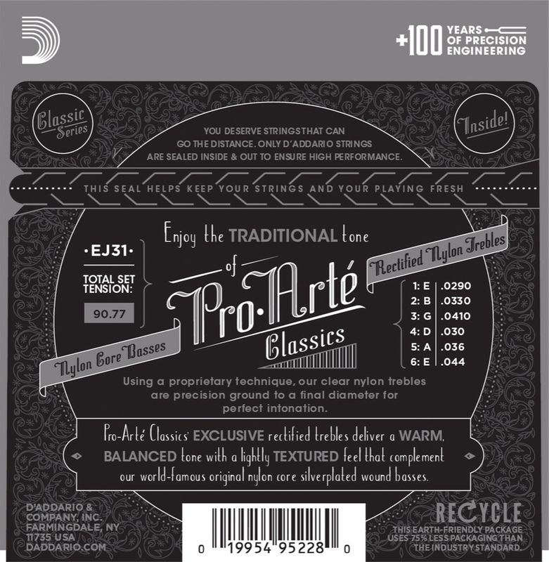 Daddario Fretted EJ31 Nylonstrenger Hard Tension
