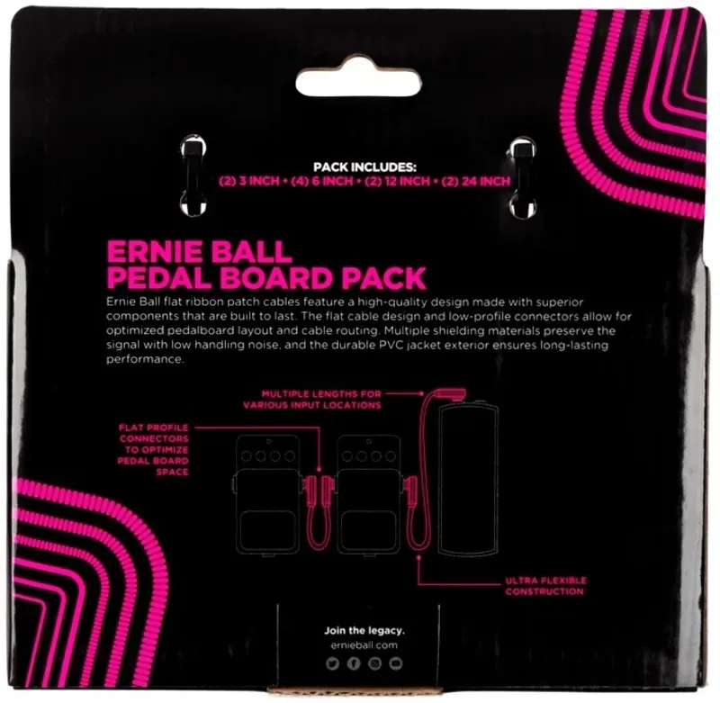 Ernie Ball EB-6387, Flat Patch Cable White, Multipack