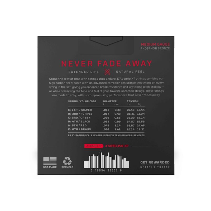 Daddario XTAPB1356-3P Medium. 3-pack 013-056