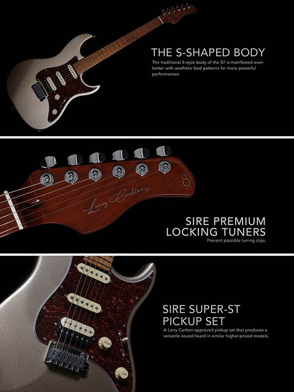 Sire S7L/CGM Larry Carlton lefty electric guitar S-style champagne gold metallic